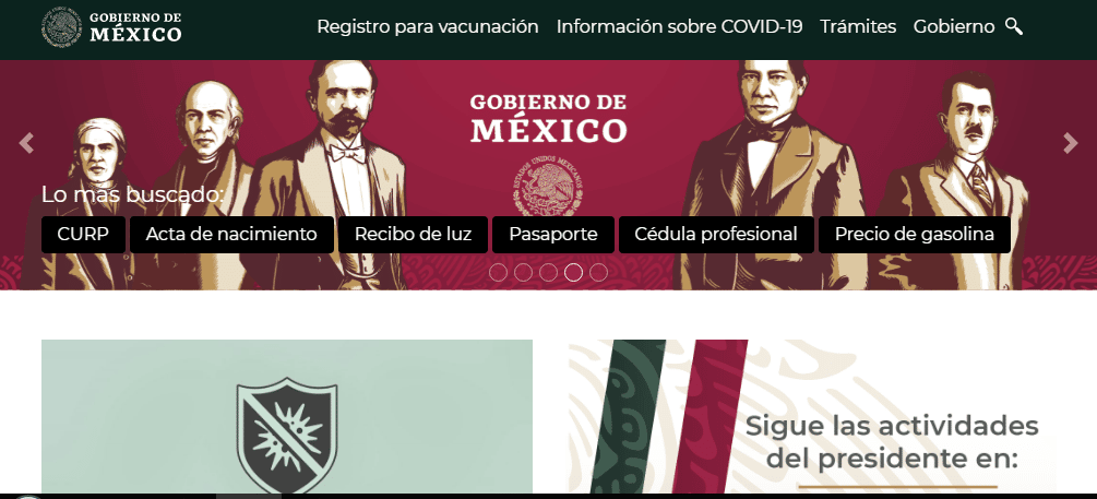 Página principal del Gobierno de México